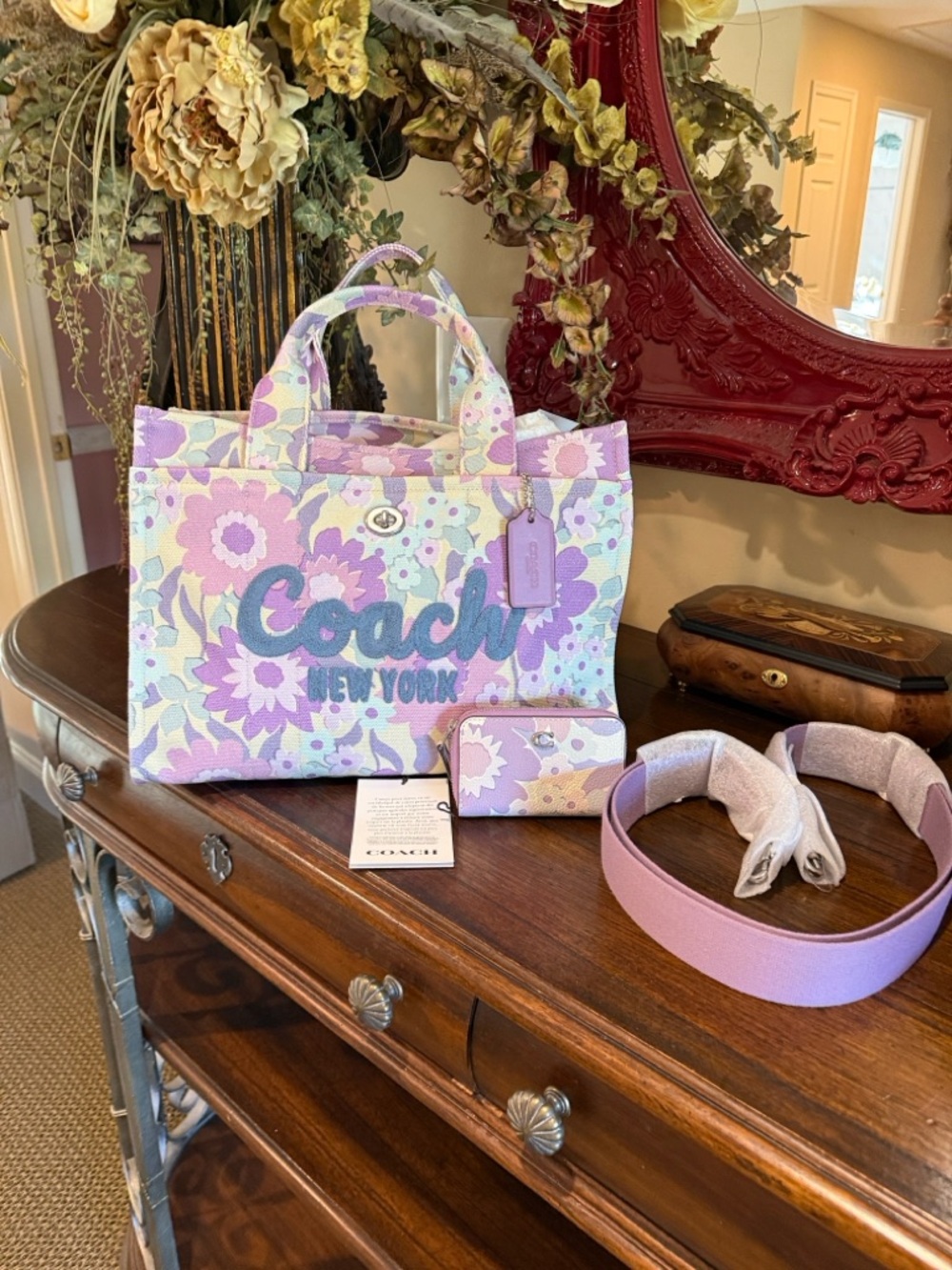Coach cargo tote with matching wallet